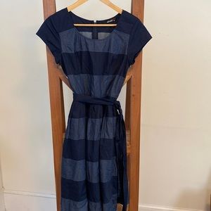 eShakti women’s blue striped cotton dress Sz 6